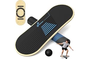 Sportneer Balansbräda, 7 lägen vinglande bräda inomhusbräda skateboard surfbalansbräda med justerbara stopp – balansbräda trä – skoter och 7,1 cm boll ingår