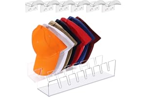 MASTLU Hat Stand for Baseball Caps Display and Organizer 2 Pack Acrylic Hat Holder for 14 Baseball Cap Slots with 6 Packs Self Adhesive Cap Hook for Wall Mount
