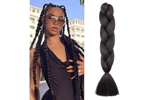 Benehair Meches pour Tresses Africaine 60cm Rajout Cheveux Tresse Jumbo Braids Meches Synthétique Long Easy Braids pour Crochet Twist Tressage(Noir, 100g)