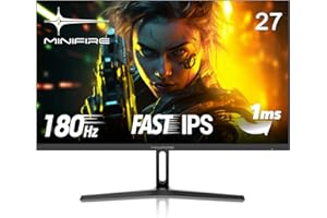 ‎MINIFIRE Minifire 27 Zoll FHD 180Hz Gaming Monitor - 1ms mit 1080p Fast IPS Panel | PC Monitor Gaming, AdaptiveSync, HDR 10, Low Blue Light, Fadenkreuz & Blacklevel Adjust | 2 × HDMI 2.0 & DP 1.4 (MFG27F2)