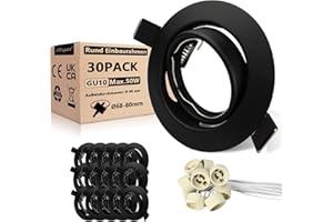 Allesgute Lot de 30 Projecteurs Spot Encastrable GU10 noir mat rond - Adapté aux Lampes Halogènes GU10 et Modules LED - Installation Facile avec Douilles GU10 Incluses