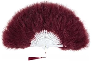 ArtiDeco Años 20 Estilo Vintage Abanico Plegable Flapper Accesorios Abanico de Pluma de Marabú Abanico de Mano