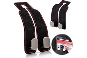 lisetar 2Pcs Car Seat Back Hooks,Car Hooks for Headrest, Headrest Hooks Purse Holder & Mobile Phone Holder,Multifunctional Hook for Car Seat Back, Car Headrest Hooks for Purses and Bags(Black (2)