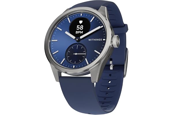 Withings ScanWatch 2 - Montre connectée, électrocardiogramme ECG, SpO2, température, Suivi du Sommeil, santé respiratoire, activités, Calories, étanche, Batterie de 35 Jours, Android & iOS, 42mm, Bleu