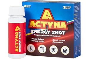 AGIPS FARMACEUTICI Agips Actyna Energy Shot Integratore Stanchezza Studio Attività Fisica e Mentale, Preworkout. Caffeina Mate Taurina Vitamine B5 B6. 3 bottiglie da 50ml di liquido totale 200gr (1 Scatola)