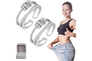 DINNIWIKL JANSIO Triple Fidget Ring, JANSIO Dreifacher Zappelring, Feellief Triple Fidget Ring Cubic Zirconia Fidget Spinner Ring, Anti-Angst-Ring für Frauen (2Pcs-D)
