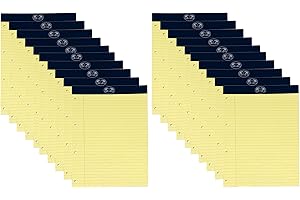 JMS WE CREATE SMILE A4 Canary Yellow Legal Pad 50 Sheets 80 GSM Refill Pad Perforation Top Feint Ruled Margin Red Preholed Punched Paper Notepad Memo Book Writing Pad for Visual Memory Aid School Office (20)