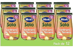 Hero Solo Tarritos Ecológicos de Jardineria de Ternera Bio, Ingredientes Naturales, Para bebés desde 6 meses, Sin Gluten ni Azúcar Añadido, Sano y Saludable, Pack de 12x120 g