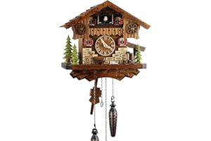 Eble Reloj de cuco de madera auténtica, funciona con pilas, 26 cm - 21448