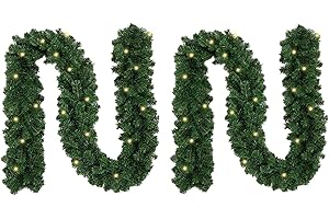 ‎JOPASSY Jopassy 2er Set Weihnachtsgirlande 5m 100 LEDs Tannengirlande Tannenzweiggirlande Weihnachtsdeko für Kamine Treppen Wand Tür Draußen Innen Balkon