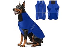 PEWKIM Warme Hundemäntel, wasserdichte Reflektierende Hundejacke, Winddichter Wintermantel mit Hohem Kragen Weichem Fleecefutter, Verstellbare Passform Hunde Hundemantel Für mittelgroße bis große Rassen