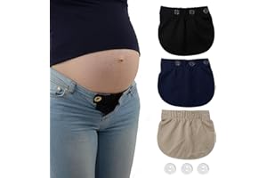 JOKHANG AYE Extenseur pantalon ajustables pour femmes enceintes, 3 pièces (noir, bleu et kaki)