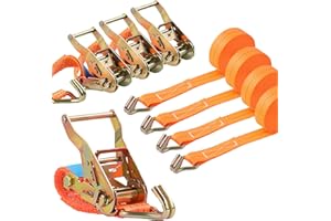 Sleeleece 4 Stück Spanngurte mit Ratsche und Haken 2 teilig 3000kg 6m 40mm 3000 daN 3t Ratschengurte TÜV/GS Zertifiziert Zurrgurte wetterfest & robust