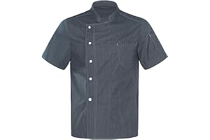 CHICTRY Homme Veste de Chef Cuisinier Professionnel Uniforme Restaurant Cuisine Travail Blouse Manches Courtes Vêtements de Chef Taille Petite M-4XL Taille Petite!!!