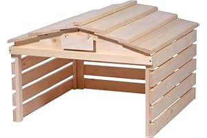 dobar® Robot Lawnmower Garage Made of Wood with Removable Roof - Lawn Robot Shelter with Customisable Sign - 78.5 x 74 x 52.5 cm - Natural