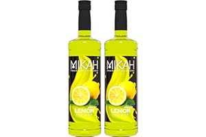 Mikah - Premium Flavors - Lemon (Limone) x2 | Sciroppo Per Drink e Dessert | Uso Professionale | 2 Bottiglie da 1 Litro (2x1000ml)