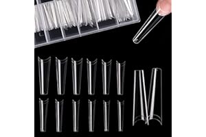 UHELTOSLY 120 Pièces Extra Long Faux Ongles en Acrylique Transparent Demi-Couverture pour Salon d'Ongle DIY Art d'Ongle, 12 Tailles