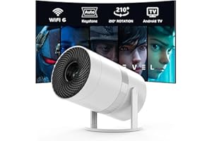 AKATUO Mini Proiettore Portatile con Android OS, Auto Keystone, WiFi6 Bluetooth 4K Supporta,Portable Projector 210° Rotabile con 50% Zoom per Telefono/PC/TV Stick/HDMI