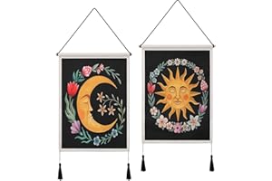 SOMYTING Tapisseries Murales Tarot La Lune et le Soleil Tentures de Avec Motif Tarot Décoration Murale Pour Chambre à Coucher Décoration 2 Pcs