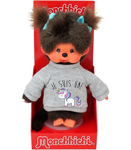 Sekiguchi Monchhichi Originale Bambina Peluche Marrone 20 Cm Con Bavaglino Rosa E Capezzolo