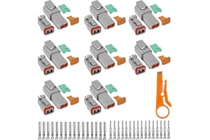 Getyjoe Connecteur Automobile 2 Pôles 16 pcs Connecteur électrique DT06-2S/DT04-2P 22-18AWG 2 Broches étanche dt-set connecteur Auto Série DT Connecteur de Câble pour Moto Camions Voiture Bateaux