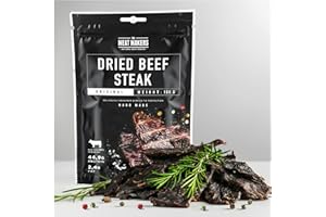 The Meat Makers Original Dried Beef Jerky Steak (100g) - Bistec de cecina de vaca seca, Cecina de Vaca, Carne Seca, Snack de Carne, Alto en Proteínas, Bajo en Calorías. Carne seca para personas.