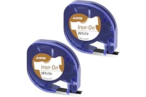 Nastro MarkField Compatibile con Dymo LetraTag Etichette Iron-on per Stoffe e Tessuti, Nera su Bianco, S0718850 18769 12 mm x 2 m, per LT-100H Plus LT-100T Plus QX XR