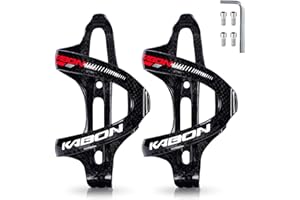 KABON Bike Water Bottle Holder, Lightweight 3K Carbon Fiber Bicycle Drink Water Bottle Cages for Road Bike MTB Cycling Accessories - Pack of 2 (Black Red)