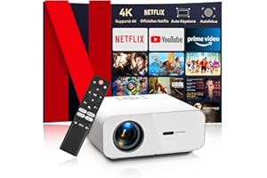 ZOOMCAT Vidéoprojecteur 4K 【Netflix Certifié/Auto Focus】Auto Keystone Rétroprojecteur WiFi Bluetooth, 26000 Lumen Full HD 1080P Projecteur Vidéo, Smart Projecteur utilisation en un clic de Netflix/Youtube/D+