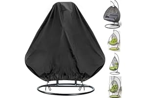 ‎YUYO YuYo Abdeckung für Hängesessel, Hängesessel Schutzhülle Outdoor, Rattan Wicker Hängesessel Abdeckung Wasserdicht, Schutzhülle für Patio Garden Hängesessel 2 Personen (Schwarz, 230x200 cm)