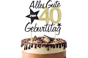 BETESSIN Torten Deko 40 Geburtstag Alles Gute zum Geburtstag 40 Jahre Happy 40th Birthday Cake Topper Kuchen Topper Kuchendeko 40 Geburstagstorte Deko Gold Schwarz Frauen Männer