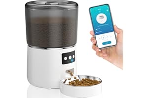 NIKYJM Futterautomat Katze, 4L Automatischer Futterspender Katze, 1-10 Mahlzeiten pro Tag Katzenfutter Automat mit Edelstahlnapf, Einfache Bedienung Futterspender für Katzen/Hunde