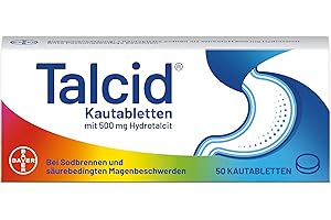‎T A L C I D Talcid Kautabletten - Arzneimittel bei Sodbrennen und säurebedingten Magenbeschwerden - mit 500 mg Hydrotalcit - 1 x 50 Stück