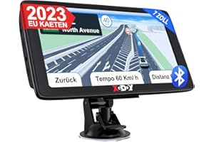 XGODY Navigationsgeräte für Auto 2024 Bluetooth LKW PKW GPS Navigationsgerät 7 Zoll mit Sonnenblende und Freisprecheinrichtung POI Blitzer Warnung Sprachführung Fahrspur Lebenszeit