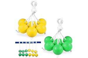 ZHIXIFAN 6 Pairs Golfbälle, Outdoor Leitergolf Bällen, 40 mm Harte Golf Trainingsbälle, Bolas Wurfspiel Toss, Ladder Toss Bälle, für Gruppenaktivitäten, Kinderaktivitäten, Familieninteraktionsspiele—Grün+Gelb