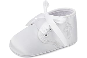 LACOFIA Baby pojkar flickor dop skor baby skor ceremoni mjuk sula krypskor | Första steget skor för flickor med halkfri mjuk sula, tofflor för bebis, 0–18 månader