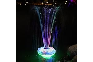 LANBLU Fontaine Flottante Piscine avec Spectacle de Lumière sous-Marine, Fontaine pour Bassin à Piles Rechargeables avec Lumière Changer Couleur, 6 Modes Lumière, Fontaine pour Piscine, Étang, Baignoire