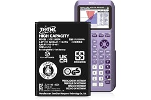 TI-84 Plus CE Ersättningsbatteri, 3,7 V, för Texas Instruments TI-84 Plus C E, TI-8 4 CE/TI-Nspire CX II, artikelnummer 3.7L1200SPA P11P35-11-N01