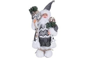 XINCHI 30 cm Papá Noel Figuras decorativas Figuras de Navidad en pie Muñecas de Navidad Xmas Santa Claus Decoraciones de mesa para chimenea de interior Decoraciones de fiesta de Navidad para el hogar Adorno