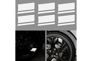 TOMALL 6 calcomanías reflectantes para llantas de coche, vinilo reflectante de seguridad, calcomanías universales para parachoques y guardabarros (blanco)