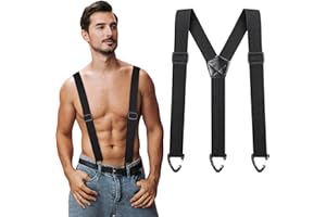 Kiiwah Ukryte szelki dla mężczyzn pod ubraniem z 3 szlufkami zatrzaskowymi, regulowane szelki do spodni (szerokość 3,8 cm), Czarny, Y