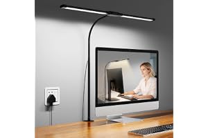 Woputne Schreibtischlampa med klämma, med 5 V, 2 A, adapter, LED, fjärrkontroll, lamphuvud, 50 ljuslägen, datorskärm, flexibe