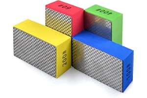 EGOFIX 4pcs Diamond Hand Polishing Pads for Ceramic Tile Glass Grinding,Sanding Blocks Polishing 60#,100#,200#,400#
