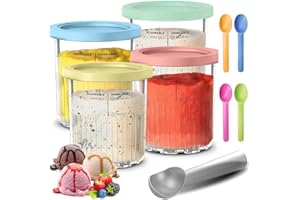 Afenau Lot de 4 Récipients à Crème Glacée de Rechange pour Ninja Creami Deluxe, Bacs à Crème Glacée pour Ninja Creami Deluxe NC501 NC500, Réutilisables Pot Creami Deluxe pour Ninja Sorbetières