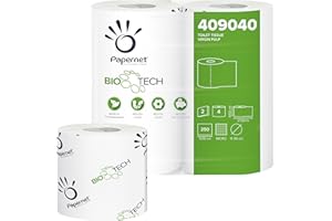 PAPERNET Bio Tech 24 rotoli di carta igienica in doppio strato di cellulosa. Biodegradabile, si scioglie rapidamente non appena entra in contatto con l'acqua