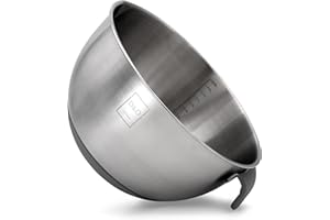 Bol inox à mélanger professionnel D&D Living® en acier inoxydable 4.5L - cul de poule avec base, couvercle et poignée en silicone | Ø 24 cm grand