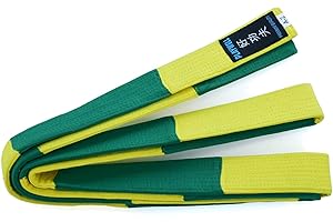 Playwell Martial Arts Deluxe 2" Wide BJJ Competition Belt - Yellow/Green - NEW