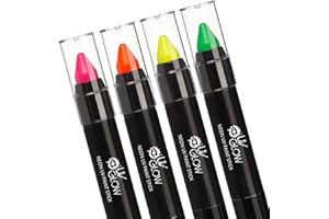 Neon Face Paint Stick by UV Glow - Genuine and original UV Glow product - glows brightly under UV Light! (Set of 4)
