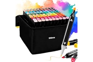 EVEROX 100+3 Pennarelli Punta Marcatori artistici ad alcool Pennello Copic Marker, per studenti Set di pennarelli per artisti manga