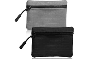 SUBTAVIK Lot de 2 Porte-Monnaie à Fermeture éclair pour Femme et Homme, en Tissu Oxford, Petit Porte-Monnaie pour Fille et garçon, Mini Pochette Portable pour pièces de Monnaie (Noir + Gris)
